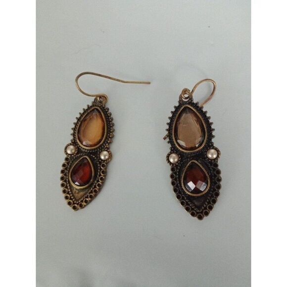 Vintage Earrings Faux Gems & Pearls - Picture 2 of 6